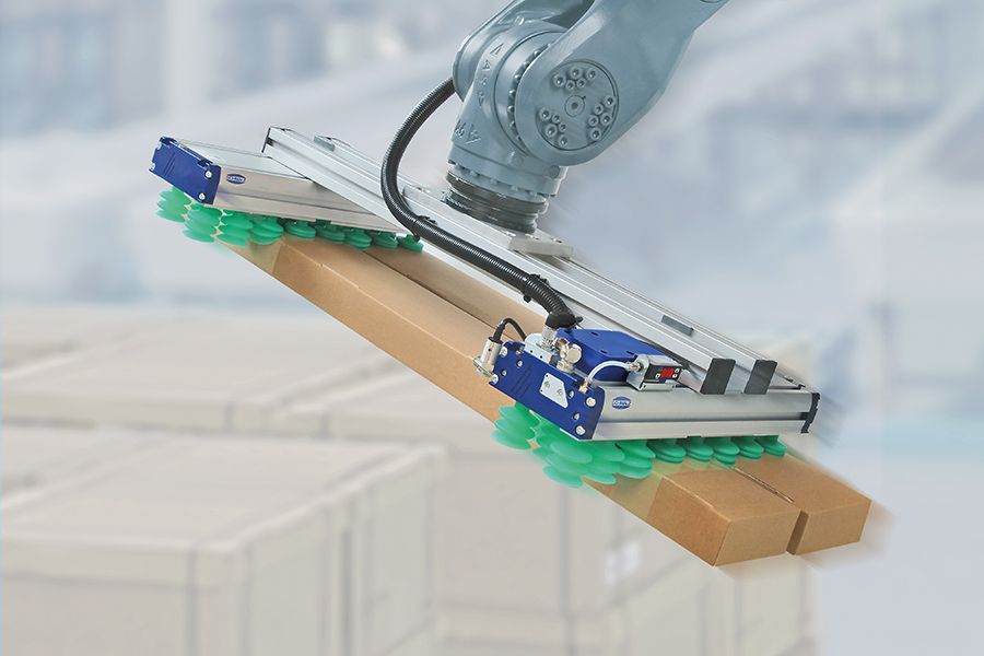 Presa a vuoto su robot che solleva travi